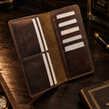 Full-Grain Leather Long Wallet – Handcrafted Vintage Bifold Card & Cash Organizer